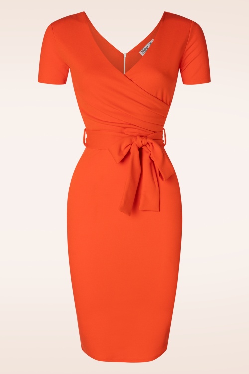 Vintage Chic for Topvintage - Evie pencil jurk in oranje 