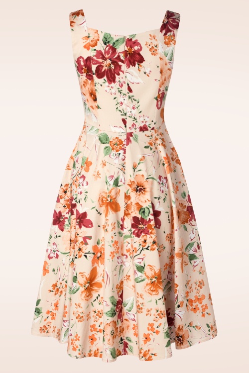 Hearts & Roses - Yasmin Floral Swing Dress in Soft Peach 6