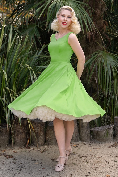 Hearts & Roses - Greta swing jurk in groen