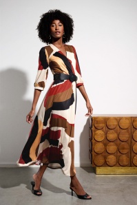 K-Design - Robe cache-coeur longue Josie en multicolore