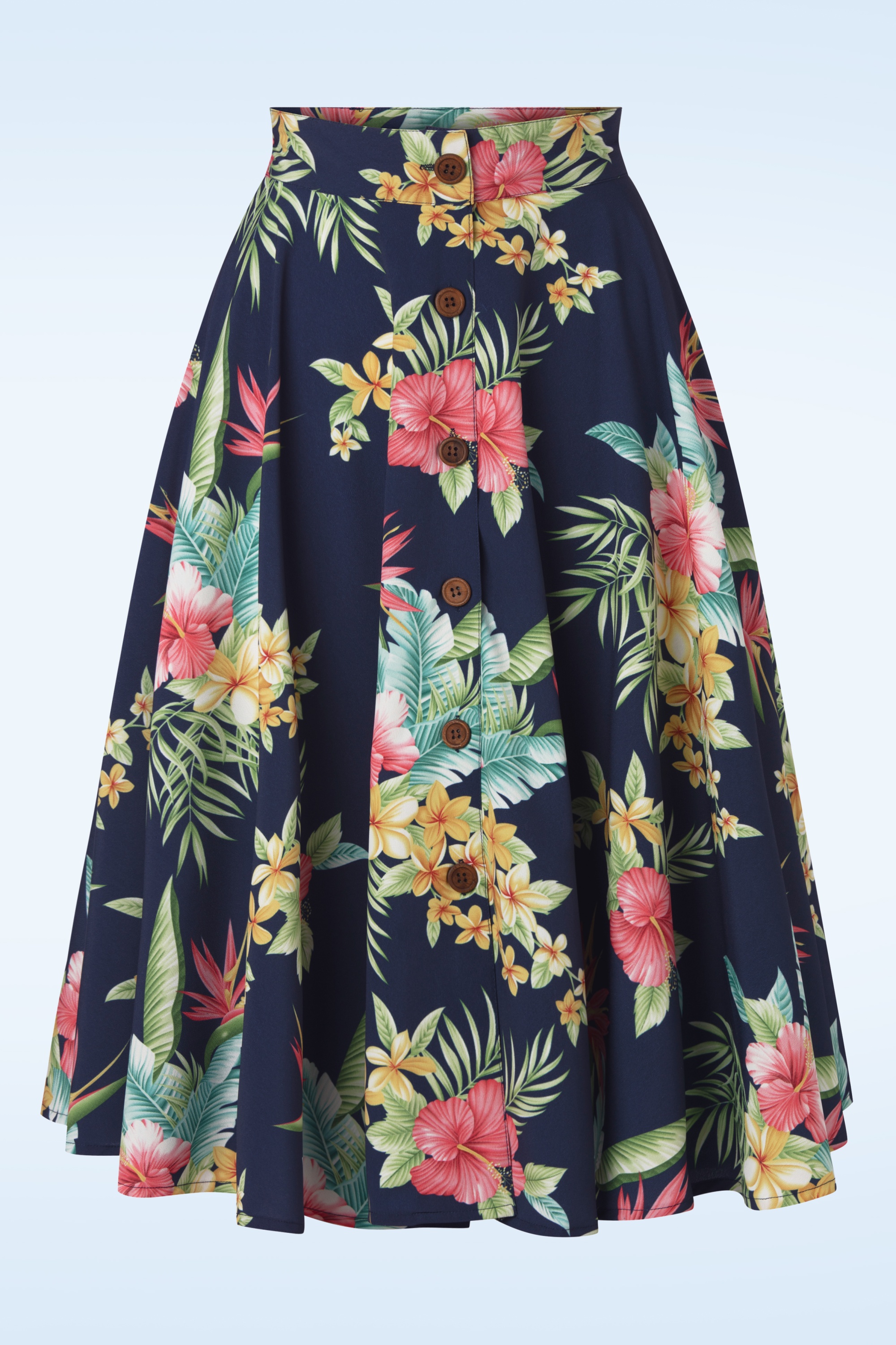 Rock N Romance - Beverly Button Swing Skirt Années 50 en Bleu Marine Honolulu