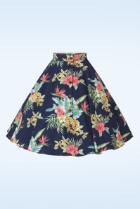 Rock N Romance - 50s Beverly Button Swing Skirt in Honolulu Navy 2