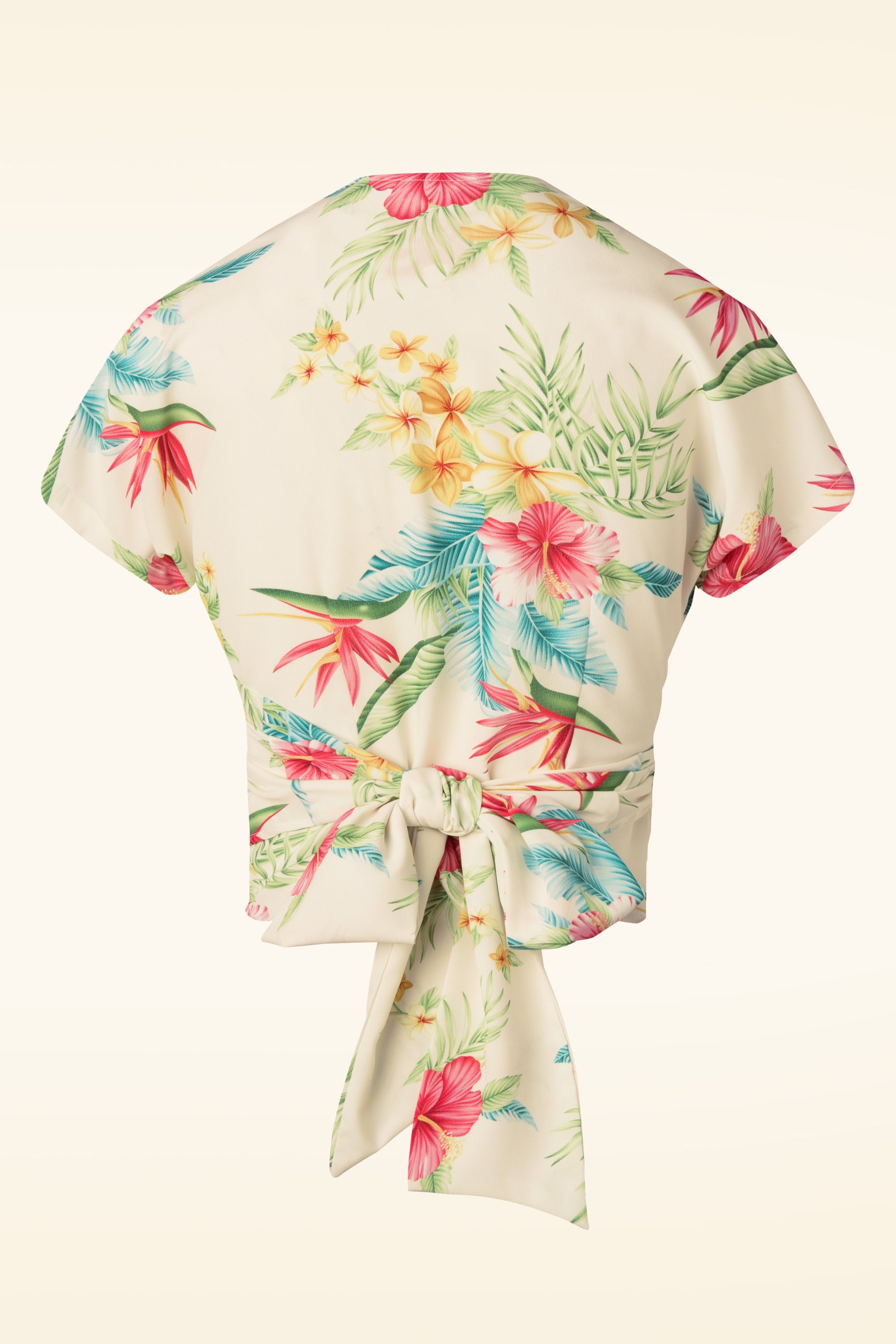 Rock N Romance - Darla Wikkelblouse met korte mouwen in Honolulu naturel 2