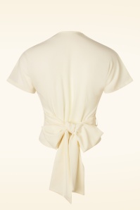 Rock N Romance - 50s Darla Short Sleeve Wrap Blouse in Antique White 3
