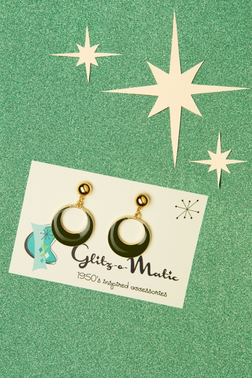 Glitz-o-Matic - Teeny Tiny Hoop Earrings Années 50 en Noir