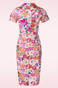 Hearts & Roses - Kelly Floral Pencil Dress in Pink 2
