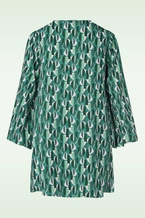 Louche - Gwenola Mid Century Retro jurk in groen 3