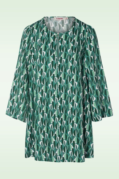 Louche - Gwenola Mid Century Retro jurk in groen 2