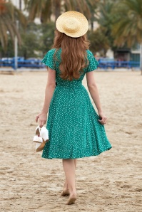 Miss Candyfloss - Hestia Tiffany polka dot swing jurk in turqouise 2