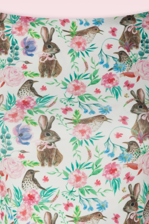 Vintage Chic for Topvintage - Bunny Hop swing jurk in wit en multi 3