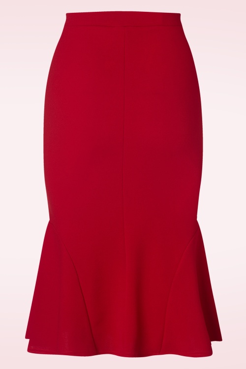 Vintage Chic for Topvintage - Ellie Crepe pencil rok in rood 2