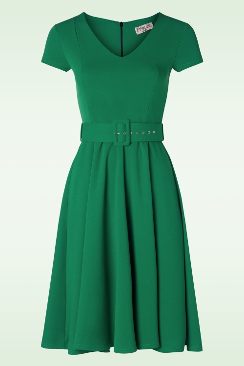 Vintage Chic for Topvintage - Bonnie swing jurk in smaragdgroen