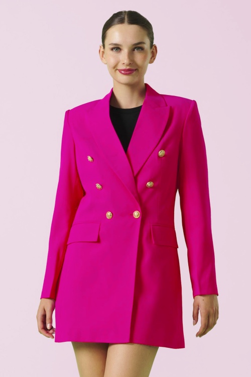 Minueto - Paula Blazer Dress in fluoriserend roze