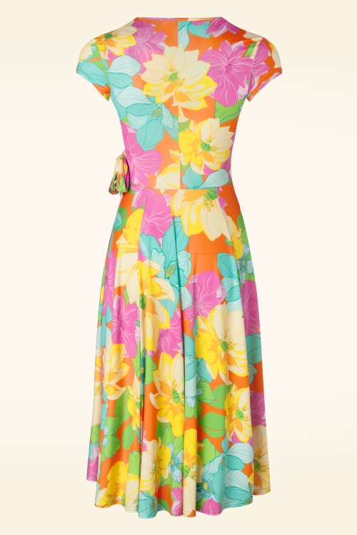 Vintage Chic for Topvintage - Layla Bright Floral swing jurk in multi 2