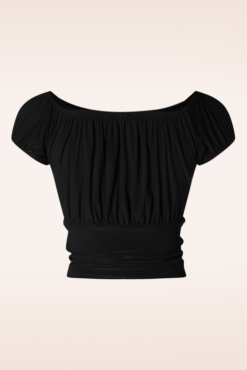 Vintage Chic for Topvintage - Belinda off-shoulder top in zwart 2