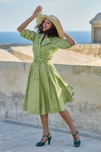 Miss Candyfloss - Petula Sage Overcoat Dress in Peargreen 2