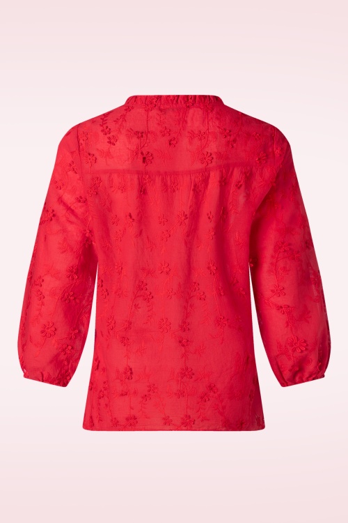 Smashed Lemon - Ruth geborduurde blouse in rood  4