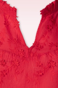 Smashed Lemon - Ruth Embroidery Blouse in Red 5