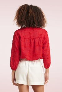 Smashed Lemon - Ruth Embroidery Blouse in Red 3