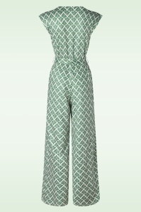 Smashed Lemon - Adeline Jumpsuit in Army Green and Off-White 5