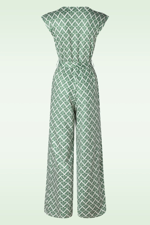 Smashed Lemon - Adeline Jumpsuit in Army Green and Off-White 4