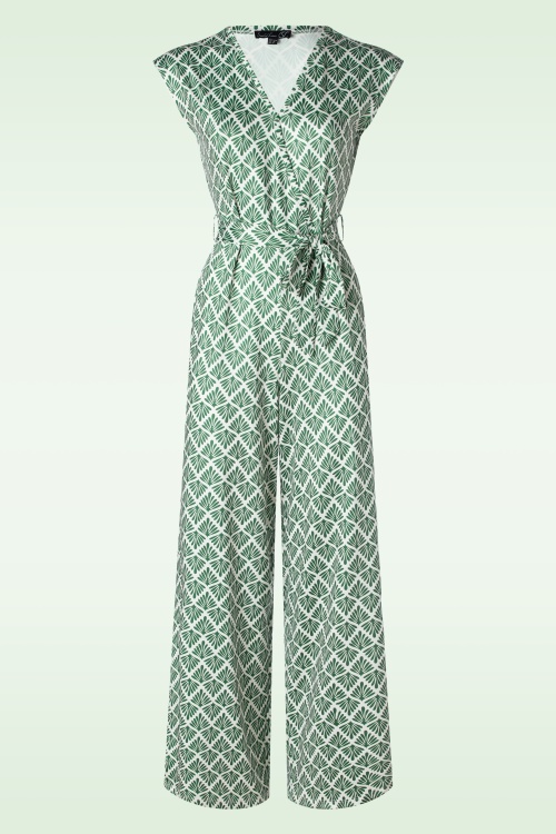 Smashed Lemon - Adeline Jumpsuit in Army Green and Off-White 2