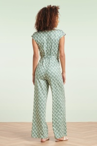 Smashed Lemon - Adeline Jumpsuit in Army Green and Off-White 4