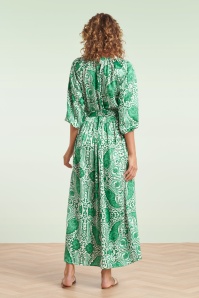 Smashed Lemon - Myra Maxi Dress in Off-White and Green  5