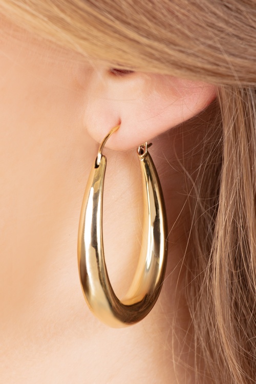 Very Cherry - Large Drop Hoop Earrings in Gold
