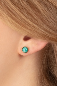 Very Cherry - Flower Fan Earrings in Gold and Green Onyx 3
