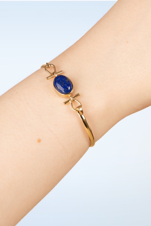 Very Cherry - Farao armband in goud en lapis lazuli blauw