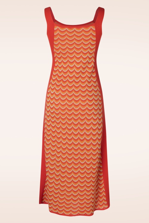 WNT Collection - Jessie Waves Midi Dress in Orange 2