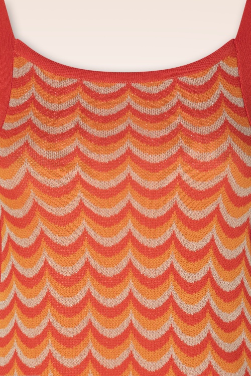 WNT Collection - Jessie Waves midi jurk in oranje 3