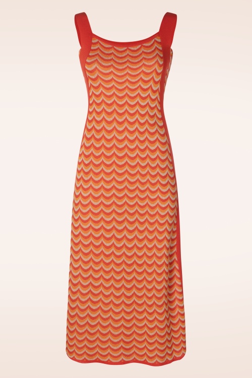 WNT Collection - Jessie Waves Midi Dress in Orange