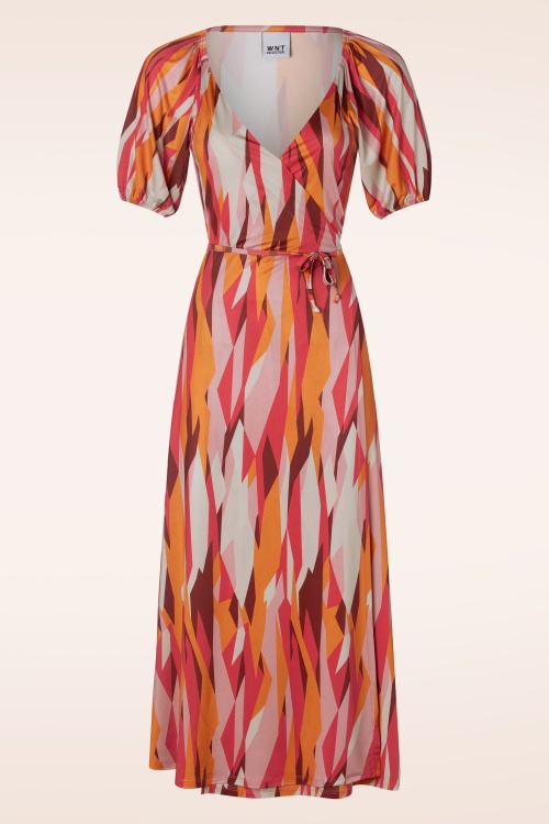 WNT Collection - Emma Midi Wrap Dress in Multi 2