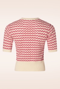 Circus - June Sweater in Off White and Cherry 2