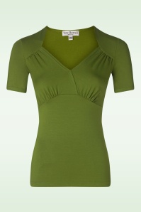 Very Cherry - Trikot Sweetheart Top in Deluxe Olive