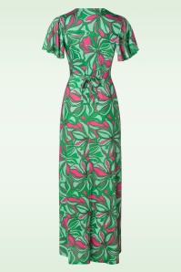 Vintage Chic for Topvintage - Robe longue abstraite Laurie en turquoise et rose 2