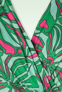 Vintage Chic for Topvintage - Robe longue abstraite Laurie en turquoise et rose 3