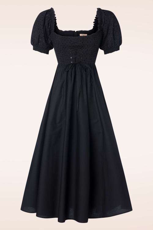 Timeless - River Embroidery Swing Dress in Black
