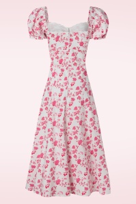 Timeless - Femke Floral swing jurk in wit en cederroze 3
