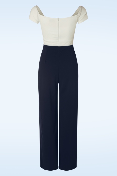 Vintage Chic for Topvintage - Eloise Jumpsuit in Ivory and Navy 2
