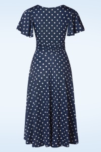 Vintage Chic for Topvintage - Irene Polkadot Cross Over Swing Kleid in Marineblau 2
