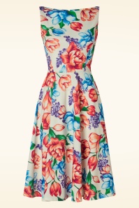 Vintage Chic for Topvintage - Cindi Floral Swing Kleid in Creme