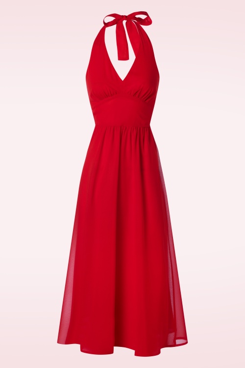 Timeless - Olive Halter Dress in Red