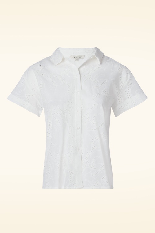 Surkana - Olly Oversized Broderie Anglaise Shirt in White 2