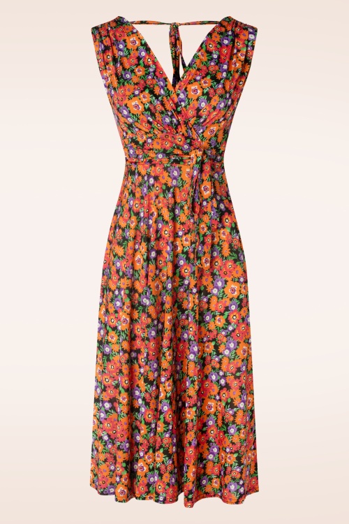 Vintage Chic for Topvintage - Jane floral swing jurk in koraal