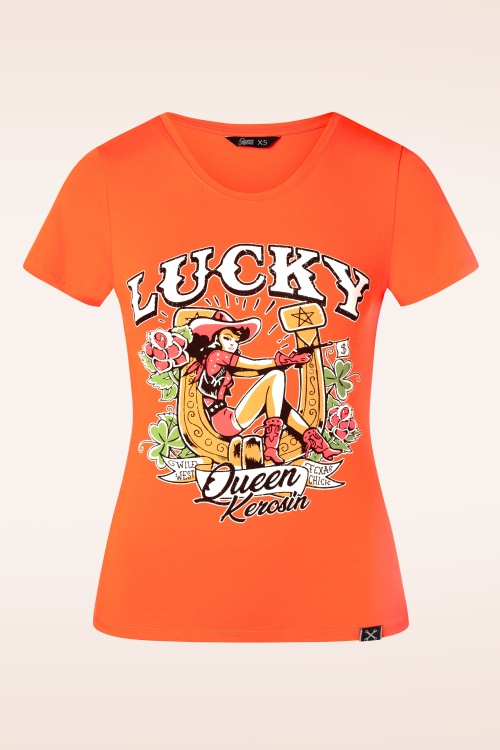 Queen Kerosin - Lucky T-shirt in oranje