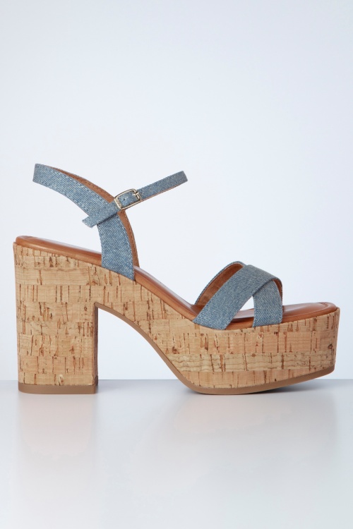 Tamaris - Jenna Platform sandalen in denim blauw