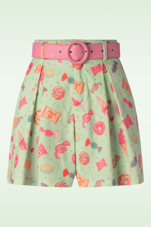 Vixen - Candy Belted Shorts in Mint